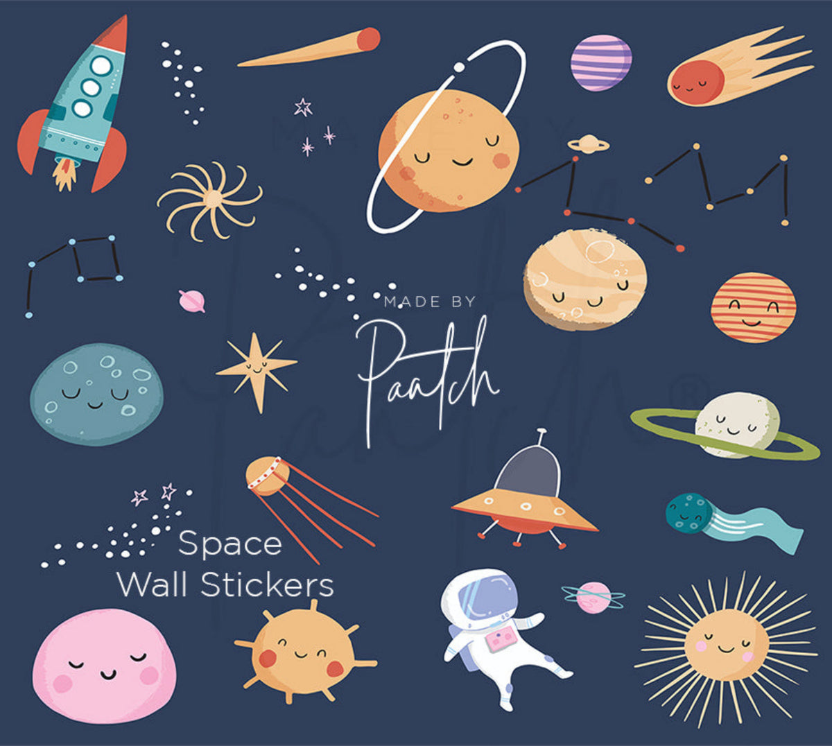 Space Vinyl Wall Stickers, Planets, Moon & Stars