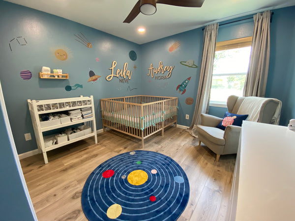 Space Wall Stickers Décor for Modern Baby Moon and Stars Nursery | Peel and stick wall decals for kids | Planets, Moon & Stars | Reach For The Stars Range