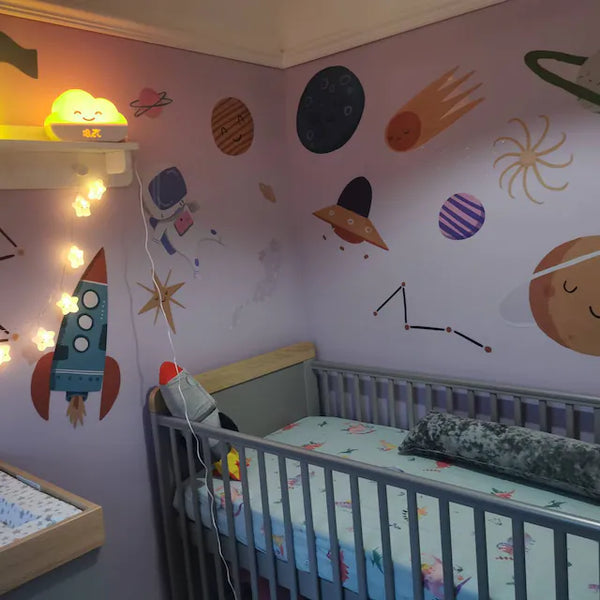 Space Wall Stickers Décor for Modern Baby Moon and Stars Nursery | Peel and stick wall decals for kids | Planets, Moon & Stars | Reach For The Stars Range